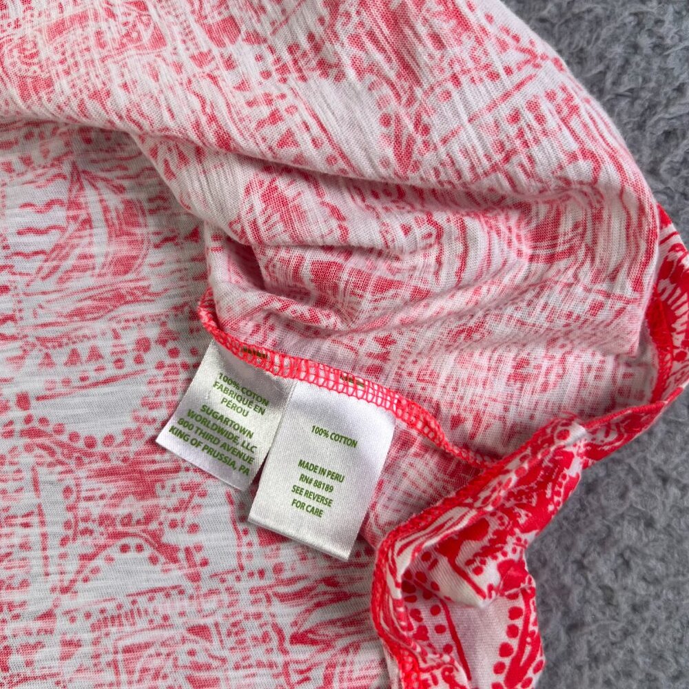 Lilly Pulitzer Etta Top Womens Large Multicolor Scoop Neck Boat Seashells Preppy - Picture 5 of 6